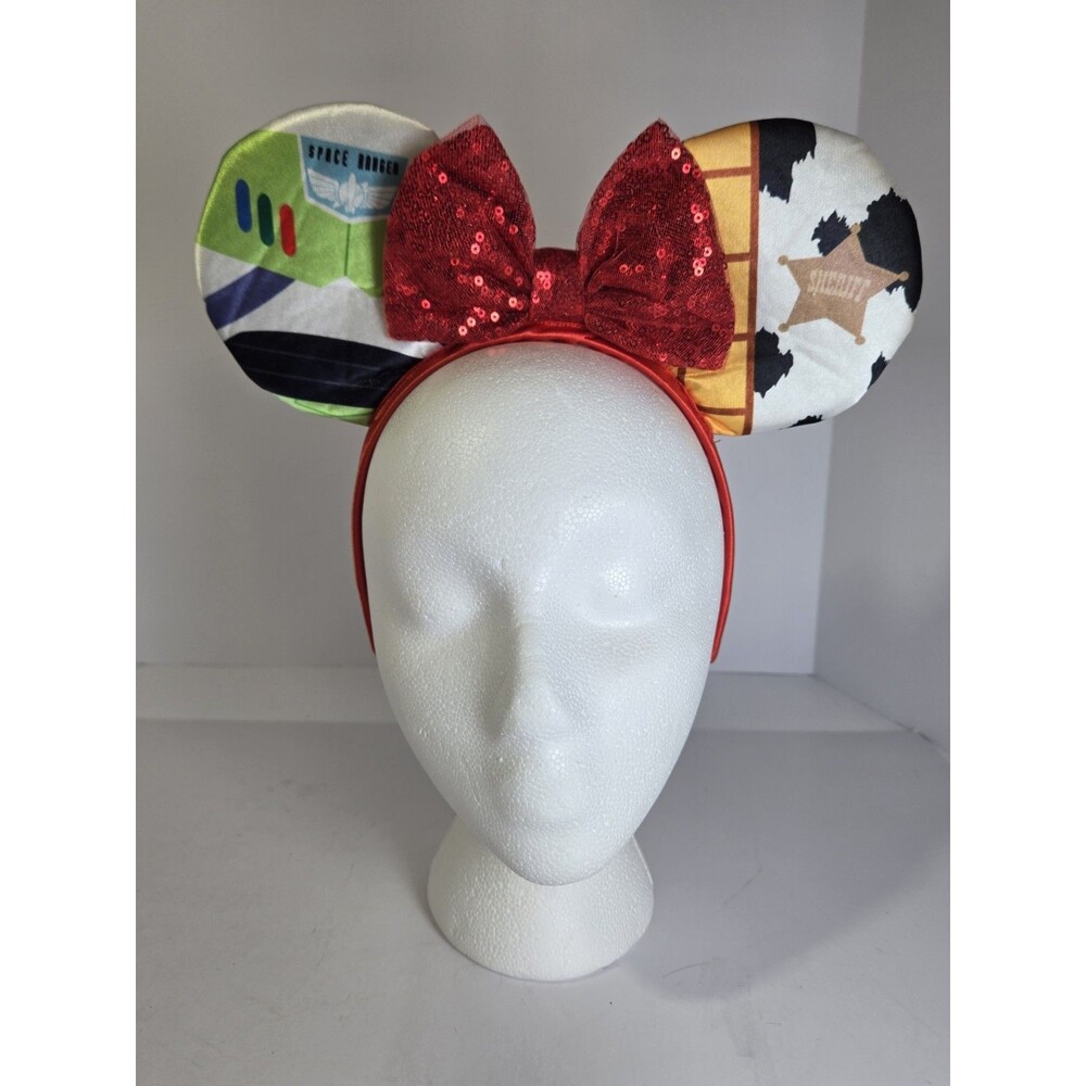 Disney Pixar Toy Story Woody Buzz Lightyear Mouse Ears Headband Sequin Bow